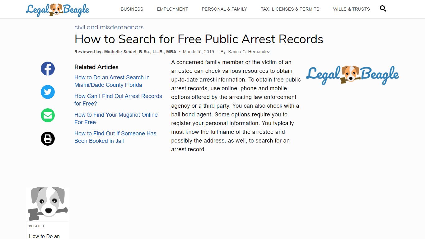 How to Search for Free Public Arrest Records | Legal Beagle